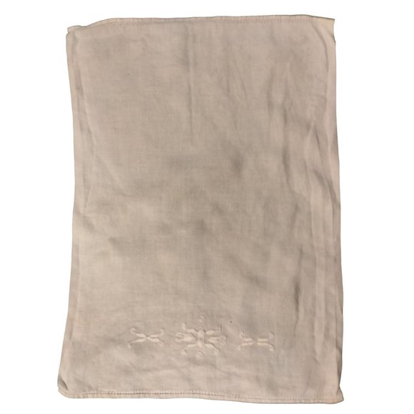 Embroidered white on White Hand Tea Towel Cotton Linen Vintage Wedding - Picture 1 of 5